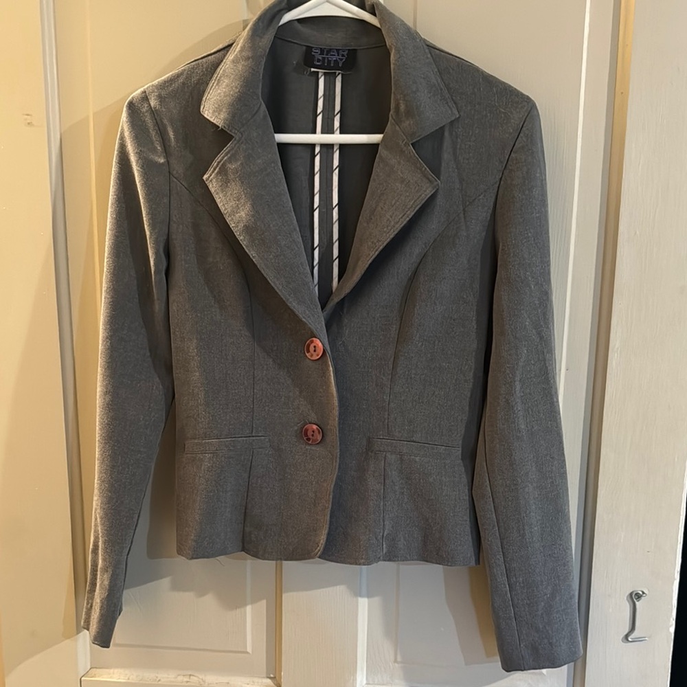 Star City Gray Professional Blazer with Notched Lapels